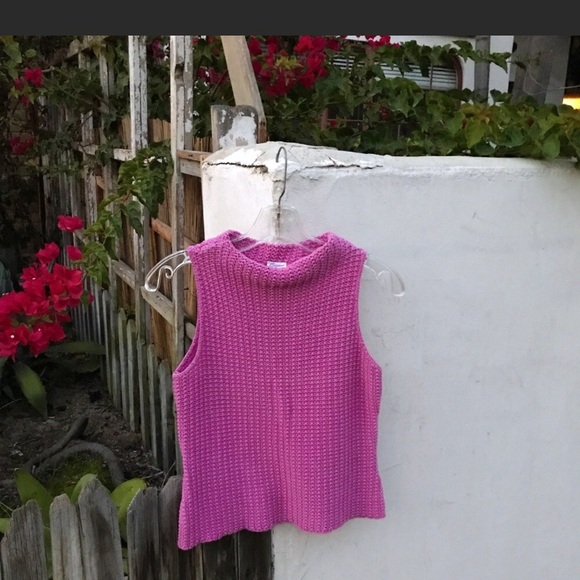 Vintage pink sleeveless mock-neck sweater - Picture 2 of 3